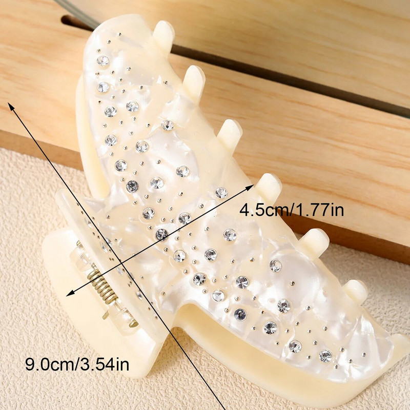 1 τμχ Κομψό οξικό κλιπ για νύχια μαλλιών με ντεκόρ με στρας, αντιολισθητικά, γυναικεία κλιπ σιαγόνας για ισχυρό κράτημα