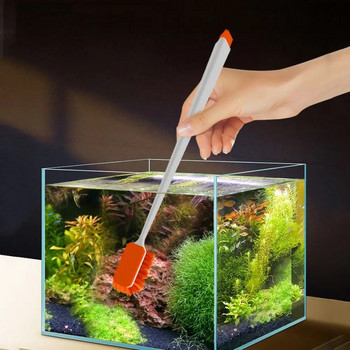 Двустранна четка за почистване на аквариум с дълга дръжка Скрепер за водорасли Инструмент за почистване на водорасли Найлонов инструмент за почистване на аквариум