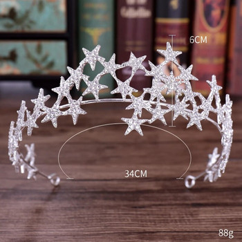 Rhinestone Stars Tiaras Bride Wedding Hair Accessories Crystal Crown Tiara Χειροποίητο Δώρο για Νυφικά Μαλλιά Κοσμήματα