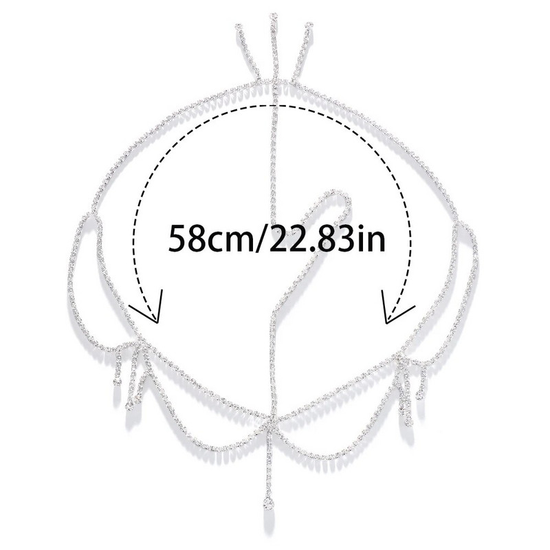 Αλυσίδα κεφαλής με φούντα Αξεσουάρ κοσμήματος Γυναικεία μποέμ Νυφικά μαλλιά Tiara Crystal Κεφαλή κεφαλής γάμου Luxury Braidmaid