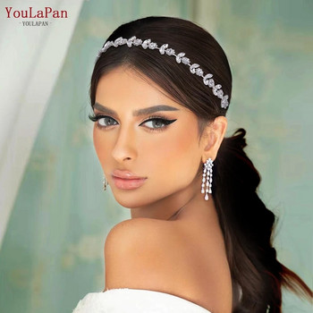 YouLaPan Wedding Head Piece Булчински аксесоари за коса Блестящи ленти за глава с кристали за парти булка Тиара Чело Headpiece HP309