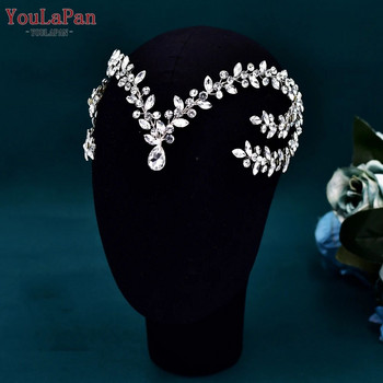 YouLaPan Сватбена ръчно изработена булчинска лента за глава с кристали за чело, дамска рокля Парти аксесоари за бижута HP599