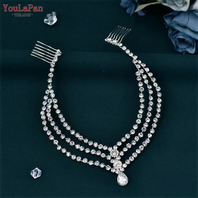 YouLaPan Γυναικεία κεφαλόδεσμος για πάρτι Κεφαλή μετώπου με χτένα Νυφικά αξεσουάρ μαλλιών Κόσμημα κεφαλής Νυφικό Κεφαλή HP593