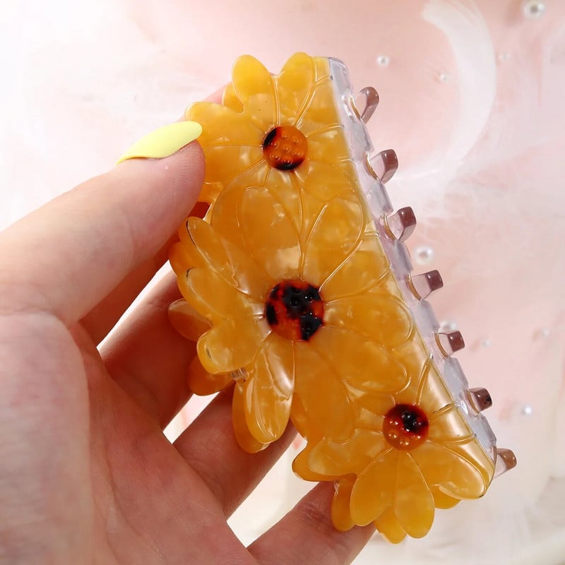 1 ks acetátová sponka do vlasov v tvare slnečnice, roztomilá kvetinová sponka do čeľuste, držiak na cop, sponky do vlasov, dámske doplnky do vlasov