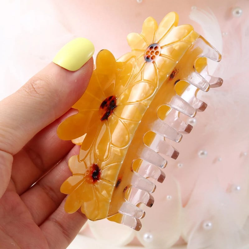 1 ks acetátová sponka do vlasov v tvare slnečnice, roztomilá kvetinová sponka do čeľuste, držiak na cop, sponky do vlasov, dámske doplnky do vlasov