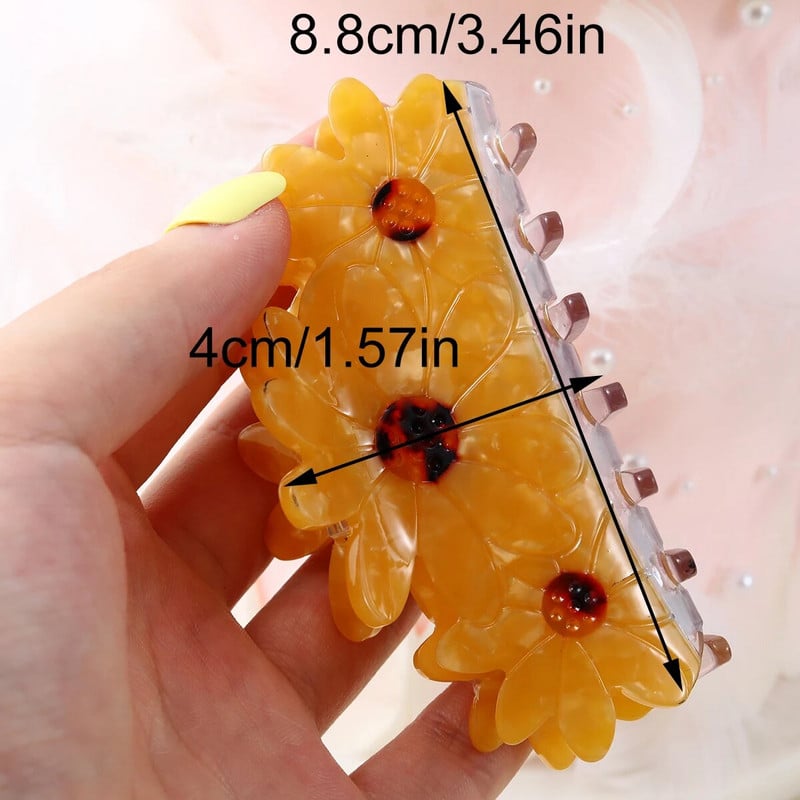 1 ks acetátová sponka do vlasov v tvare slnečnice, roztomilá kvetinová sponka do čeľuste, držiak na cop, sponky do vlasov, dámske doplnky do vlasov