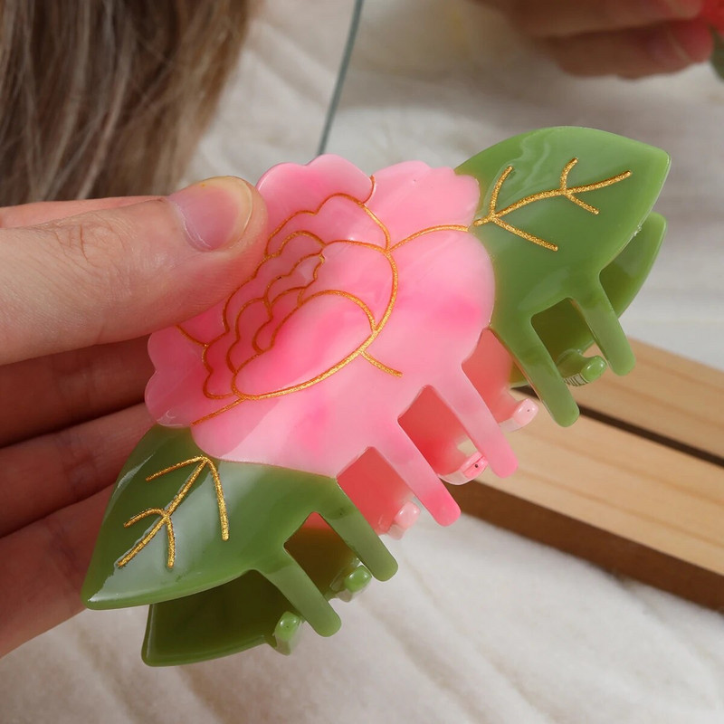 Rosita Flower Ethylic juukseklambrid Elegantne lillekujuline hobusesabahoidja naistele emadepäeva kingitus