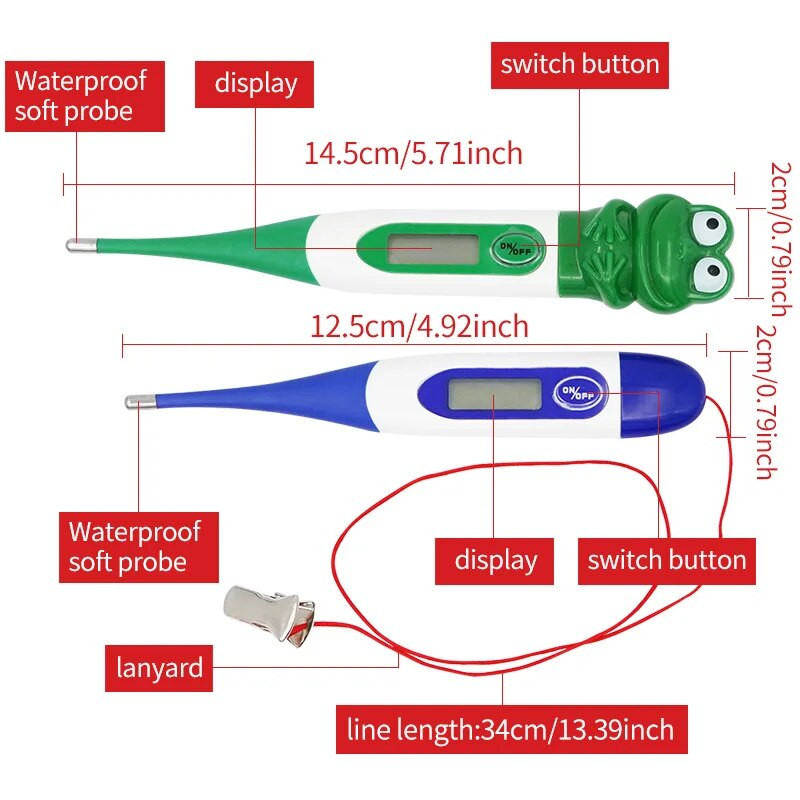 Mielas naminių gyvūnėlių skaitmeninis led termometras vandeniui atsparus animacinis filmukas Veterinarinis kūno termometras šunims arkliams katėms kiaulėms avims