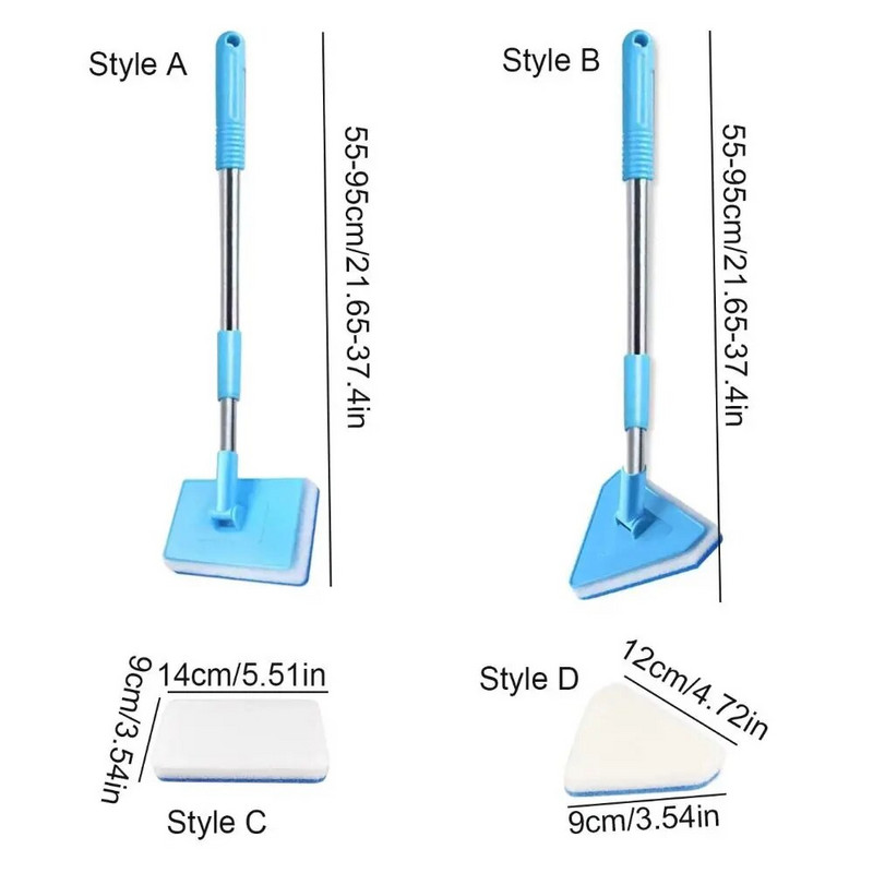 Ρυθμιζόμενη 180° βούρτσα καθαρισμού σφουγγαριού με μακριά λαβή Καθαριστικό δεξαμενής ψαριών διπλής όψης Scrubber Τηλεσκοπική ξύστρα παραθύρων από φύκια