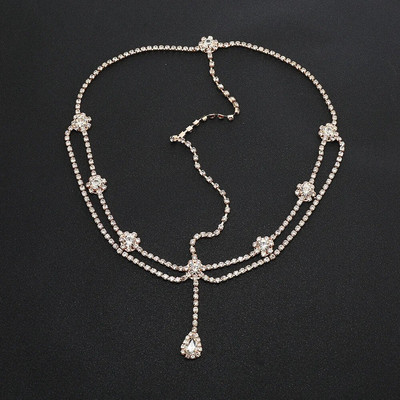 Modes Kāzu Rhinestone Matu Ķēdes Juvelierizstrādājumi Sievietēm Daudzslāņu kristāla pušķis Matu Rotaslietas Galvassaites Kāzu Aksesuāri