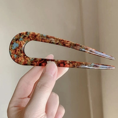 Mood Peen mitmevärvilised Leopard Retro Juuksepulgad Elegantsed Atsetaadist U-kujulised Naiste Juuksenõelad Juukseklambrid Aksessuaarid Kingitused