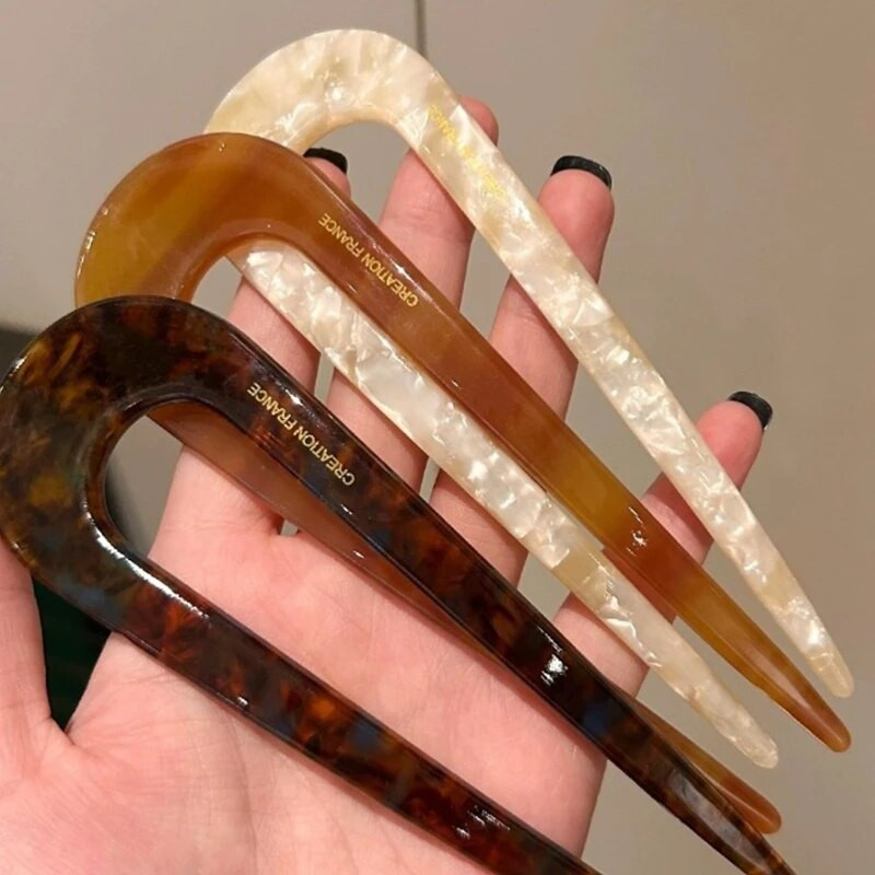 Mood Peen mitmevärvilised Leopard Retro Juuksepulgad Elegantsed Atsetaadist U-kujulised Naiste Juuksenõelad Juukseklambrid Aksessuaarid Kingitused