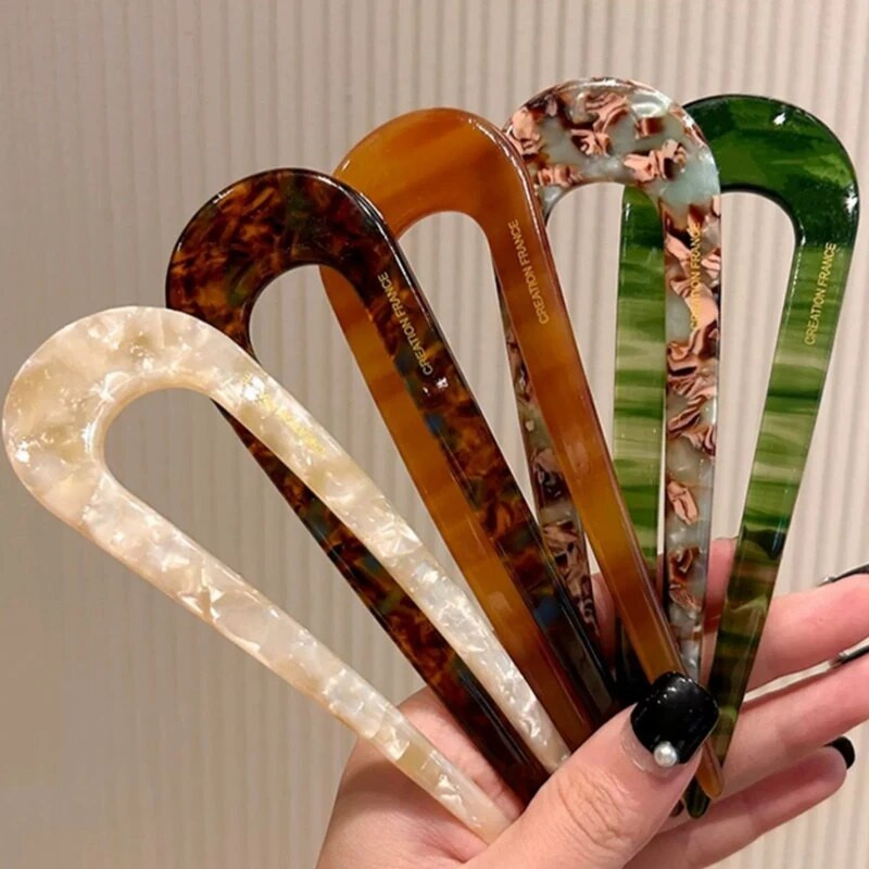 Mood Peen mitmevärvilised Leopard Retro Juuksepulgad Elegantsed Atsetaadist U-kujulised Naiste Juuksenõelad Juukseklambrid Aksessuaarid Kingitused