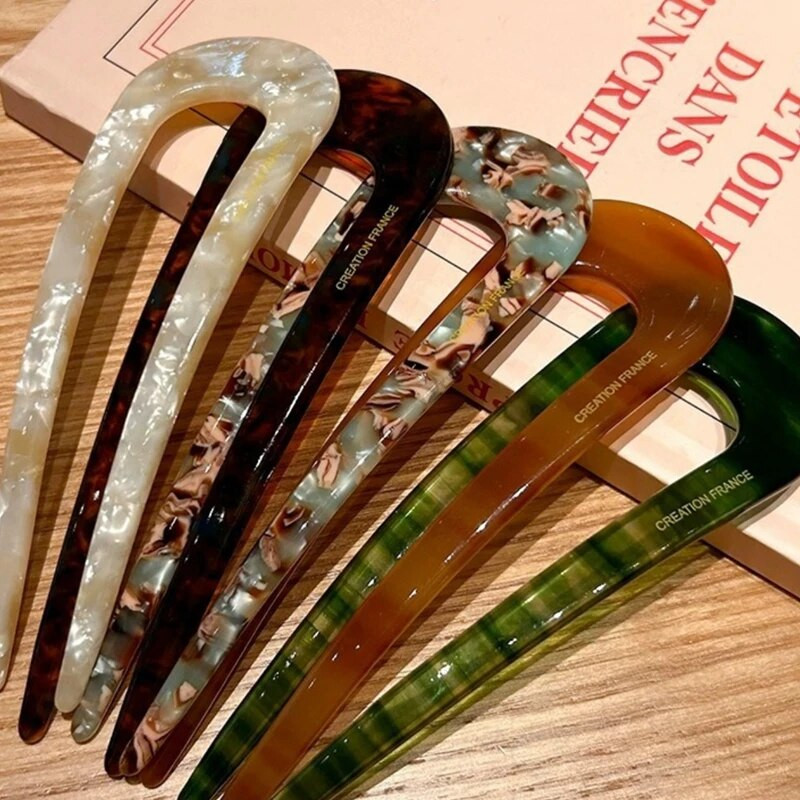 Mood Peen mitmevärvilised Leopard Retro Juuksepulgad Elegantsed Atsetaadist U-kujulised Naiste Juuksenõelad Juukseklambrid Aksessuaarid Kingitused