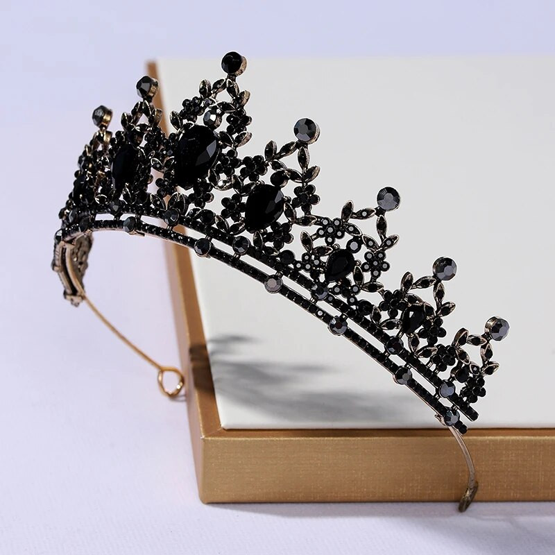Itacazzo līgavas galvassegas, melnas krāsas sieviešu retro pastaigu šovs Crown Performance Tiaras
