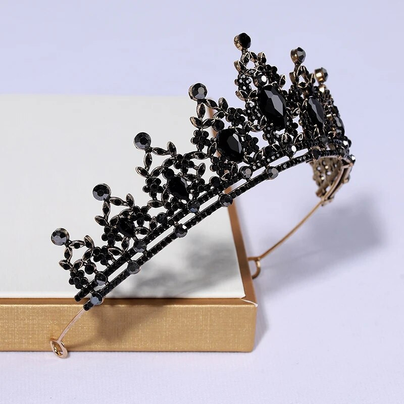 Itacazzo līgavas galvassegas, melnas krāsas sieviešu retro pastaigu šovs Crown Performance Tiaras