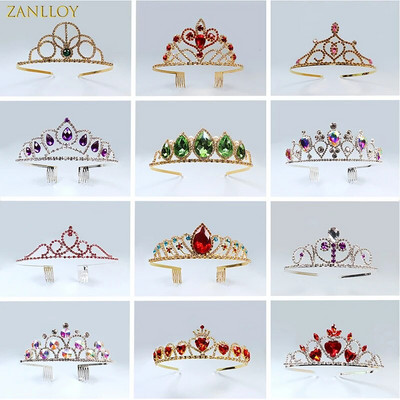 ZANLLOY Mireasa Nunta Tiara Culoarea Cristal Coroana Printesa Ziua Aniversare Accesorii pentru Par Strass