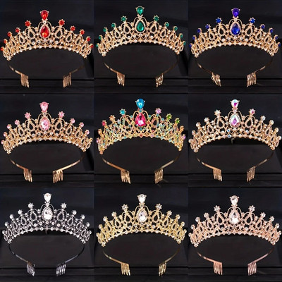 Diademe și coroane de cristal baroc cu pieptene Diadem Diadem de bal Mireasa Nunta Accesorii pentru păr Bijuterii Coroana Tiara pentru femei