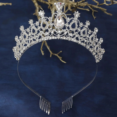 Baroka kristāla tiāras un kroņi ar ķemmi Rhinestone Prom Diadem līgavu kāzu matu aksesuāri rotaslietas kronis sievietēm