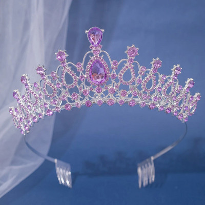 Baroka kristāla tiāras un kroņi ar ķemmi Rhinestone Prom Diadem līgavu kāzu matu aksesuāri rotaslietas kronis sievietēm