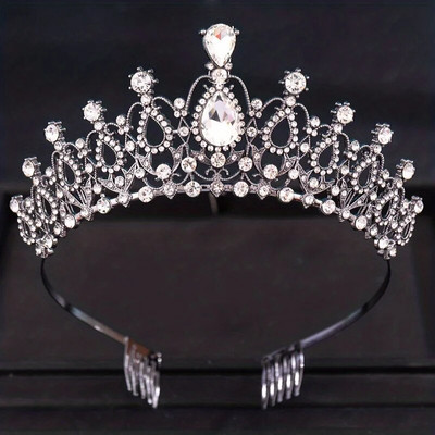 Baroka kristāla tiāras un kroņi ar ķemmi Rhinestone Prom Diadem līgavu kāzu matu aksesuāri rotaslietas kronis sievietēm