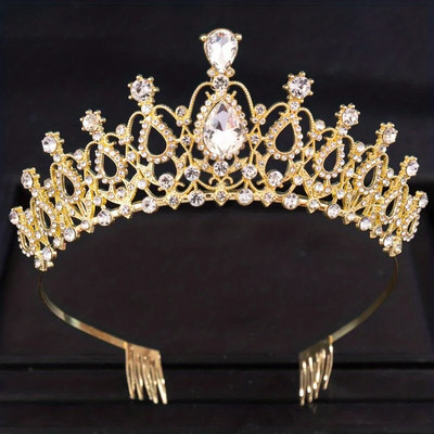 Baroka kristāla tiāras un kroņi ar ķemmi Rhinestone Prom Diadem līgavu kāzu matu aksesuāri rotaslietas kronis sievietēm