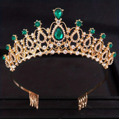 Baroka kristāla tiāras un kroņi ar ķemmi Rhinestone Prom Diadem līgavu kāzu matu aksesuāri rotaslietas kronis sievietēm