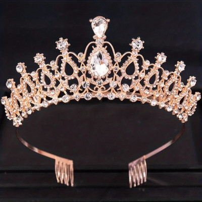 Baroka kristāla tiāras un kroņi ar ķemmi Rhinestone Prom Diadem līgavu kāzu matu aksesuāri rotaslietas kronis sievietēm