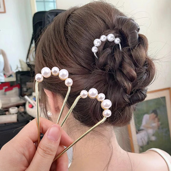 Обикновени перлени щипки за коса Корейски U-образни щипки за коса с метална обвивка Щипки за коса за жени Момичета Машинка за кокчета Аксесоари за оформяне на косата