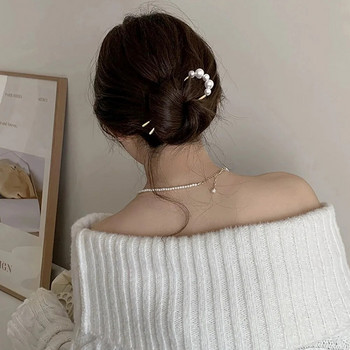 Απλές μαργαριταρένιες φουρκέτες Κορεάτικες καρφίτσες με μεταλλικό κοχύλι με κλιπ μαλλιών Γυναικείες κοριτσίστικες φουρκέτες Αξεσουάρ για styling μαλλιών