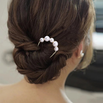 Обикновени перлени щипки за коса Корейски U-образни щипки за коса с метална обвивка Щипки за коса за жени Момичета Машинка за кокчета Аксесоари за оформяне на косата