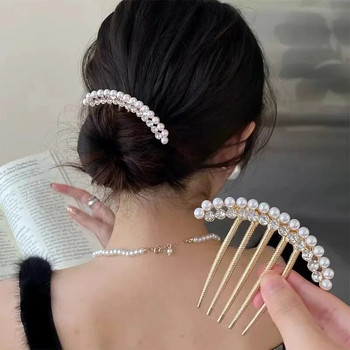 Елегантни гребени за коса с циркон Дамски луксозни перлени кристални щипки за фиби кристали Сватбени булчински нокти за коса Бижута Аксесоари Подаръци