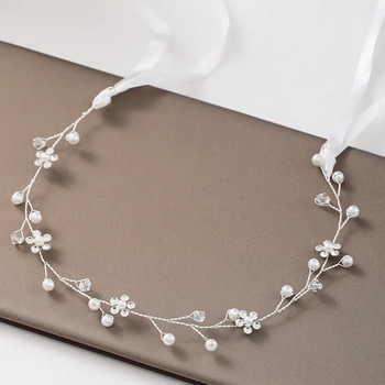 Κρυστάλλινο μαργαριτάρι Μαλλιά Αμπέλι Κεφαλόδεσμο με στρας Λουλούδι Κορδέλα για Γυναίκες Νυφικό Γάμο Αξεσουάρ Μαλλιά Κοσμήματα Αμπέλι Μπάντα
