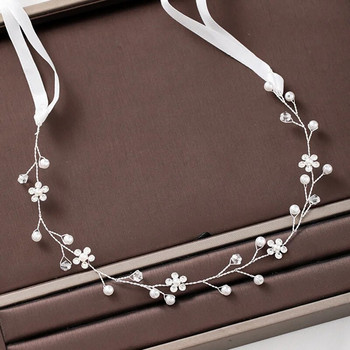 Κρυστάλλινο μαργαριτάρι Μαλλιά Αμπέλι Κεφαλόδεσμο με στρας Λουλούδι Κορδέλα για Γυναίκες Νυφικό Γάμο Αξεσουάρ Μαλλιά Κοσμήματα Αμπέλι Μπάντα