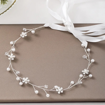 Cristal perle pentru păr Vine Bandă Strass Floare Hairband Bentita pentru femei Mireasa Nunta Accesorii pentru păr Bijuterii Vine Band