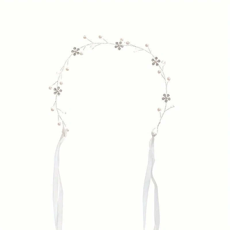 Kristāla pērļu matu vīnogulāju galvas saite Rhinestone ziedu matu lente sievietēm līgavu kāzu matu aksesuāri rotaslietas vīna lente