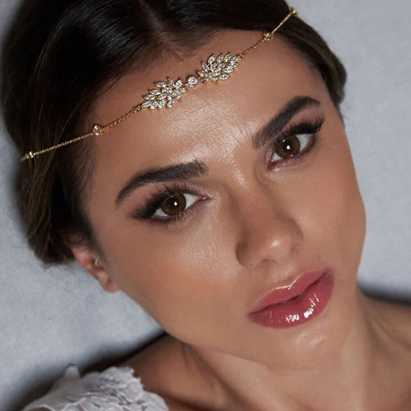 Modes Lapa Cirkona Pieres Ķēde Galvassega Kāzu Aksesuāri Kāzu matu lente Vienkārša Boho Galvas Ķēde Indijas Rotaslietas Dāvana