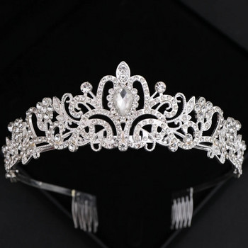 Кристални булчински диадеми и корони Абитуриентска диадема с кристали Корона за жени Булчински сватбени аксесоари за коса Бижута Корона Диадема Подарък