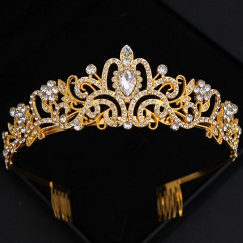 Кристални булчински диадеми и корони Абитуриентска диадема с кристали Корона за жени Булчински сватбени аксесоари за коса Бижута Корона Диадема Подарък