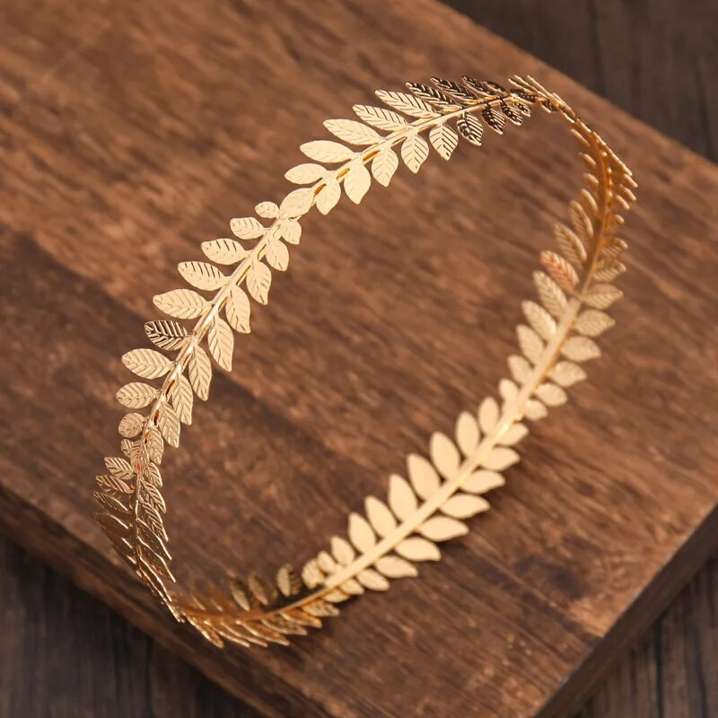 Χρυσό Χρώμα Leaf Crown Tiara Round Prom Diadem Tiaras And Crowns for Women Αξεσουάρ για τα μαλλιά Νυφικός γάμος Κοσμήματα Στέμμα