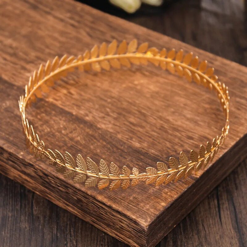 Χρυσό Χρώμα Leaf Crown Tiara Round Prom Diadem Tiaras And Crowns for Women Αξεσουάρ για τα μαλλιά Νυφικός γάμος Κοσμήματα Στέμμα
