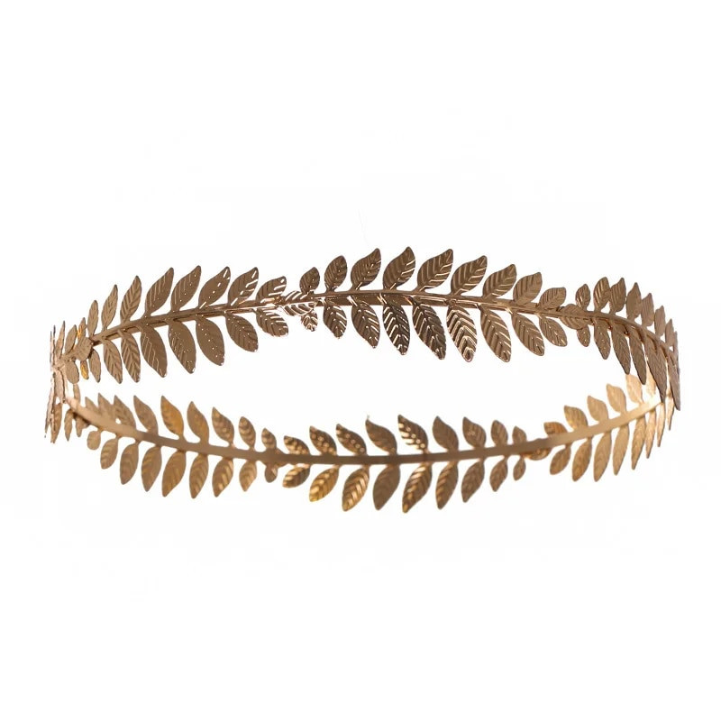 Χρυσό Χρώμα Leaf Crown Tiara Round Prom Diadem Tiaras And Crowns for Women Αξεσουάρ για τα μαλλιά Νυφικός γάμος Κοσμήματα Στέμμα