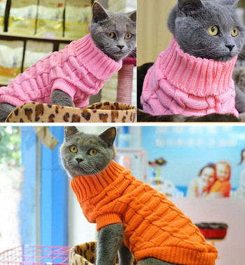 Μικρά μεσαία πουλόβερ για σκύλους χειμερινά ρούχα για κατοικίδια Ζεστά πουλόβερ στολή για γάτες Ρούχα μάλλινα μαλακά μπουφάν για σκύλους