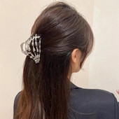 Modes, radoši sieviešu metāla skelets, rokas kauls, matu skrāpējums, augstas kvalitātes haizivs klips ballīšu matu aksesuāri