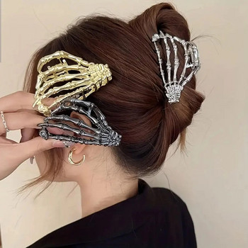 Хип-хоп Хелоуин паяк скелет щипки за коса с нокти за жени Аксесоари за бижута Черно, сребристо, златно, голяма шнола, нови шапки