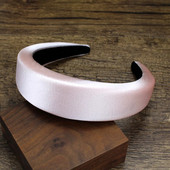 40 mm platas polsterētas satīna matu lentes vienkrāsainas, biezākas, vienkāršas galvas lentes DIY kāzu matu aksesuāri sievietēm, meiteņu matu stīpa