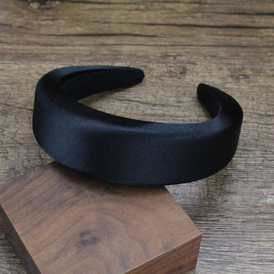 40 mm platas polsterētas satīna matu lentes vienkrāsainas, biezākas, vienkāršas galvas lentes DIY kāzu matu aksesuāri sievietēm, meiteņu matu stīpa