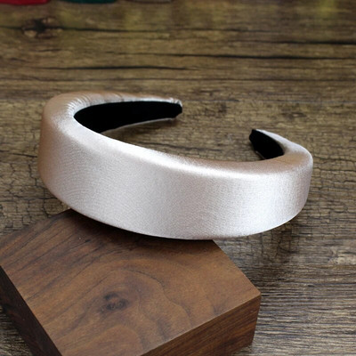 40 mm platas polsterētas satīna matu lentes vienkrāsainas, biezākas, vienkāršas galvas lentes DIY kāzu matu aksesuāri sievietēm, meiteņu matu stīpa