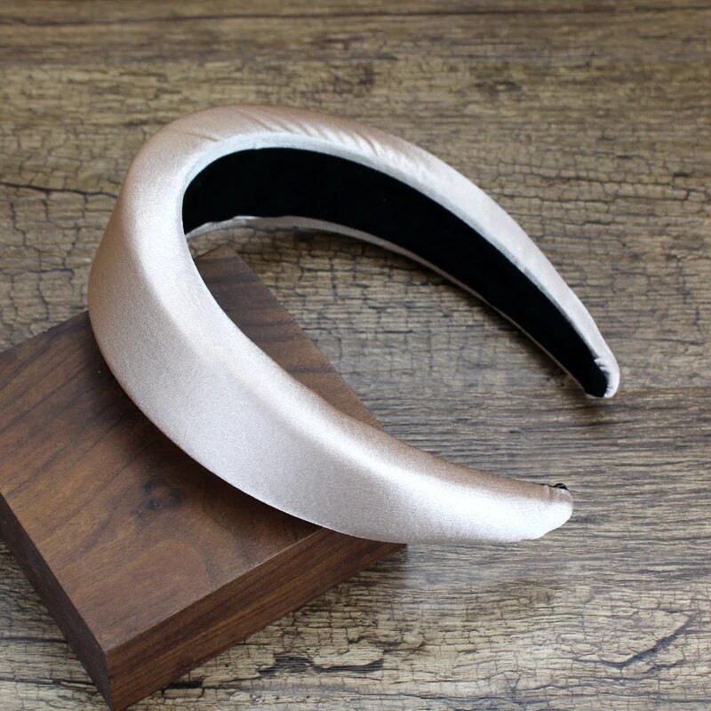 40 mm platas polsterētas satīna matu lentes vienkrāsainas, biezākas, vienkāršas galvas lentes DIY kāzu matu aksesuāri sievietēm, meiteņu matu stīpa