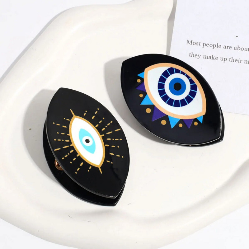 Μαύρα μεγάλα μάτια κλιπ με νύχια μαλλιών για γυναίκες κορίτσια Γεωμετρική λαβή κλιπ πίσω κεφαλής Κλιπ καρχαρίας μόδα Κλιπ μαλλιών από κράμα αξεσουάρ μαλλιών